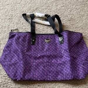 Coach Purple Patterned Tote with Black Straps